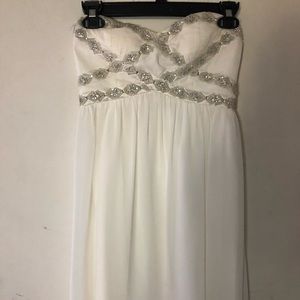 White bedazzled prom dress